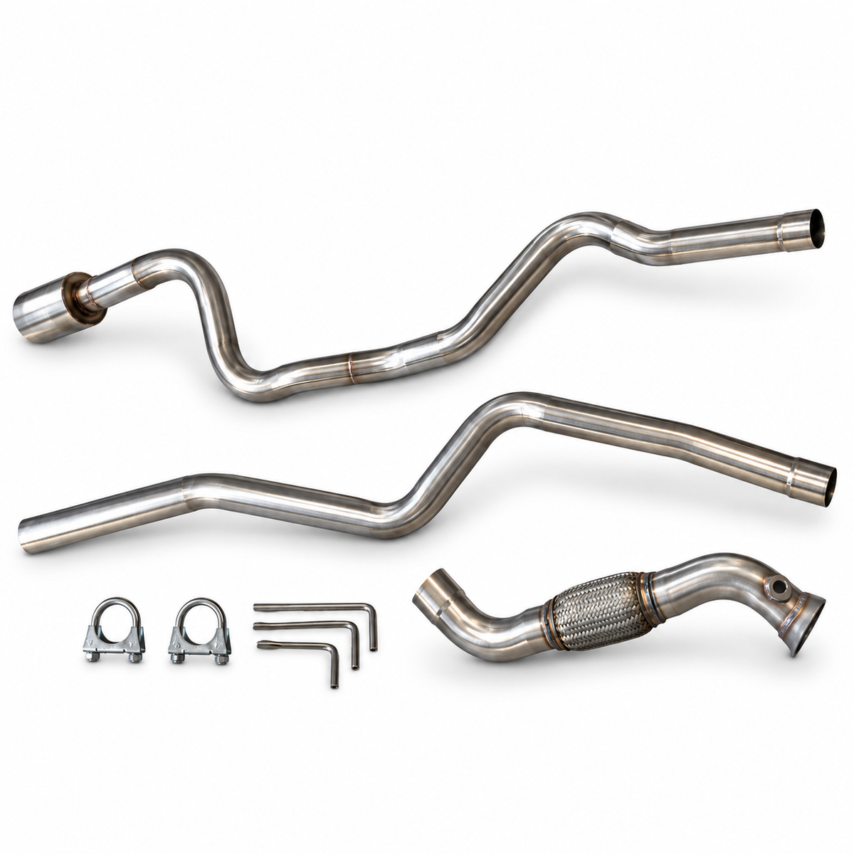 Linea escape intermedio y final recto + downpipe dos sondas BMW e90 320